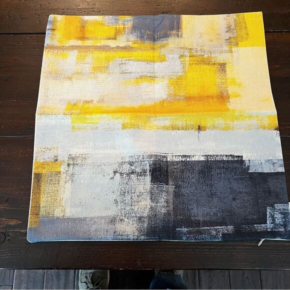 Abstract Yellow and Gray Decorative Pillowcases (Set of 3) - Picture 2 of 5